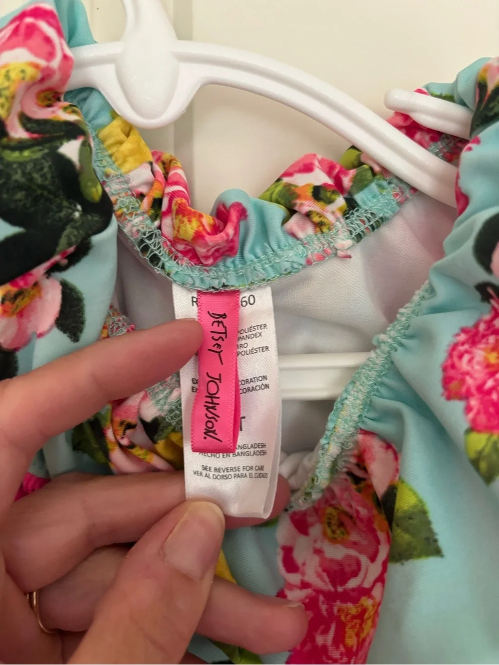Girls Betsey Johnson floral colorful one piece Pom pom swimsuit 2T. Sf/1 cat hom